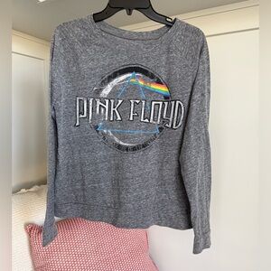 Pink Floyd Gray Long Sleeve Tee with Rainbow Prism Logo